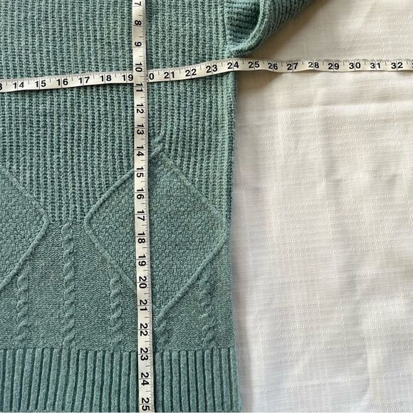 Christopher & Banks Cozycore Cable Knit Hooded Seafoam Knit Popover Sweater-L - Picture 13 of 13